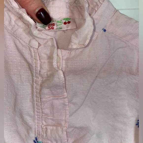 Bonpoint Pink Embroidered Ruffle Blouse - Picture 4 of 9